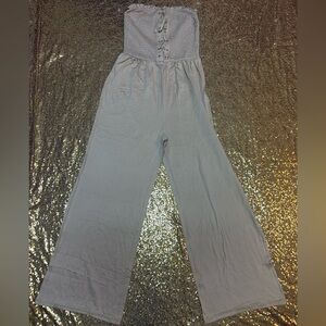 Tan Strapless Jumpsuit